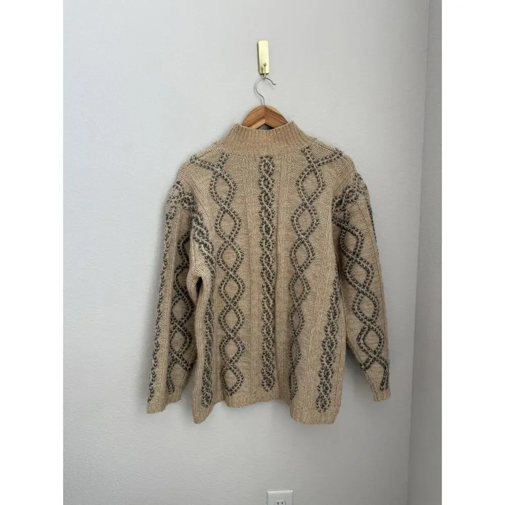 Vintage 90’s Eddie Bauer Legends Wool Blend Fisherman Knit Sweater‎ Women’s M